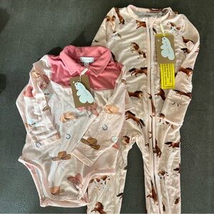Angel Dear (2 items) Pink Western Bodysuit & Horse Pajamas (NWT)